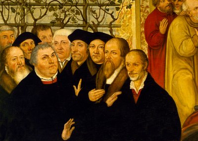 Epitaph des Bürgermeisters von Meienburg, das die Gruppe der Reformatoren mit Martin Luther zeigt von Lucas Cranach the Younger